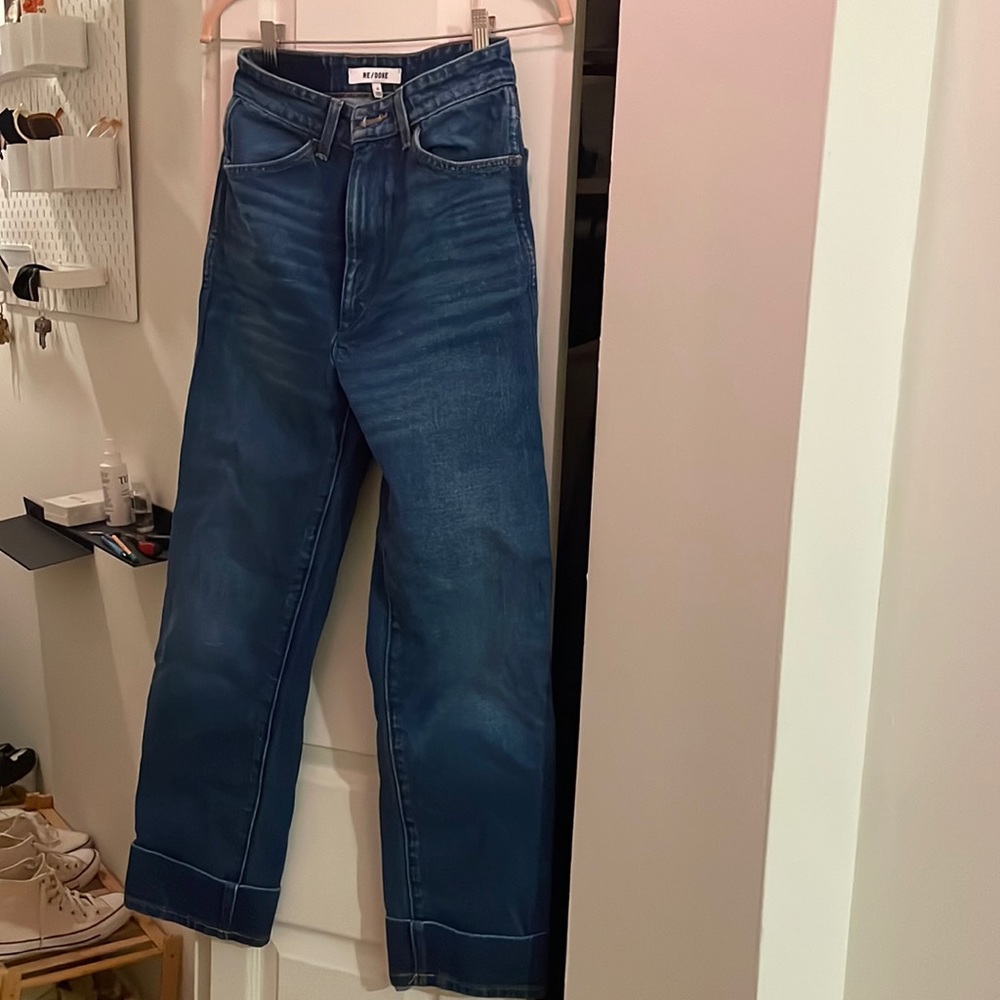 Re/Done 27 100% cotton natural straight leg fit blue Jean